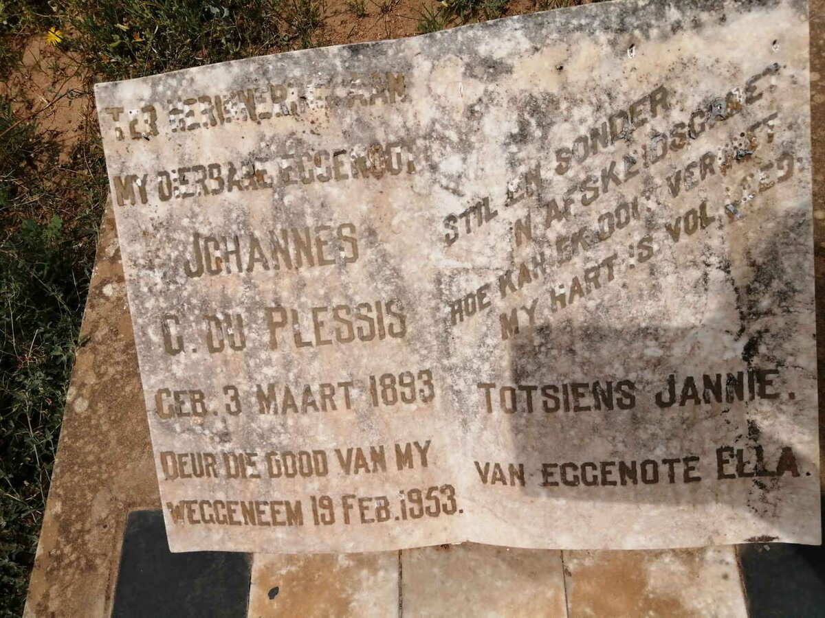 PLESSIS Johannes G., du 1893-1953