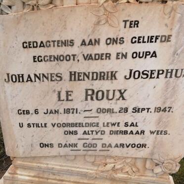 ROUX Johannes Hendrik Josephus, le 1871-1947 &amp; Adriana Catharina SMALBERGER 1877-1971 