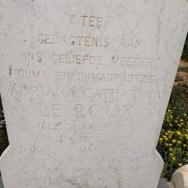 ROUX Adriana Catharina, le nee SMALBERGER 1877-1971