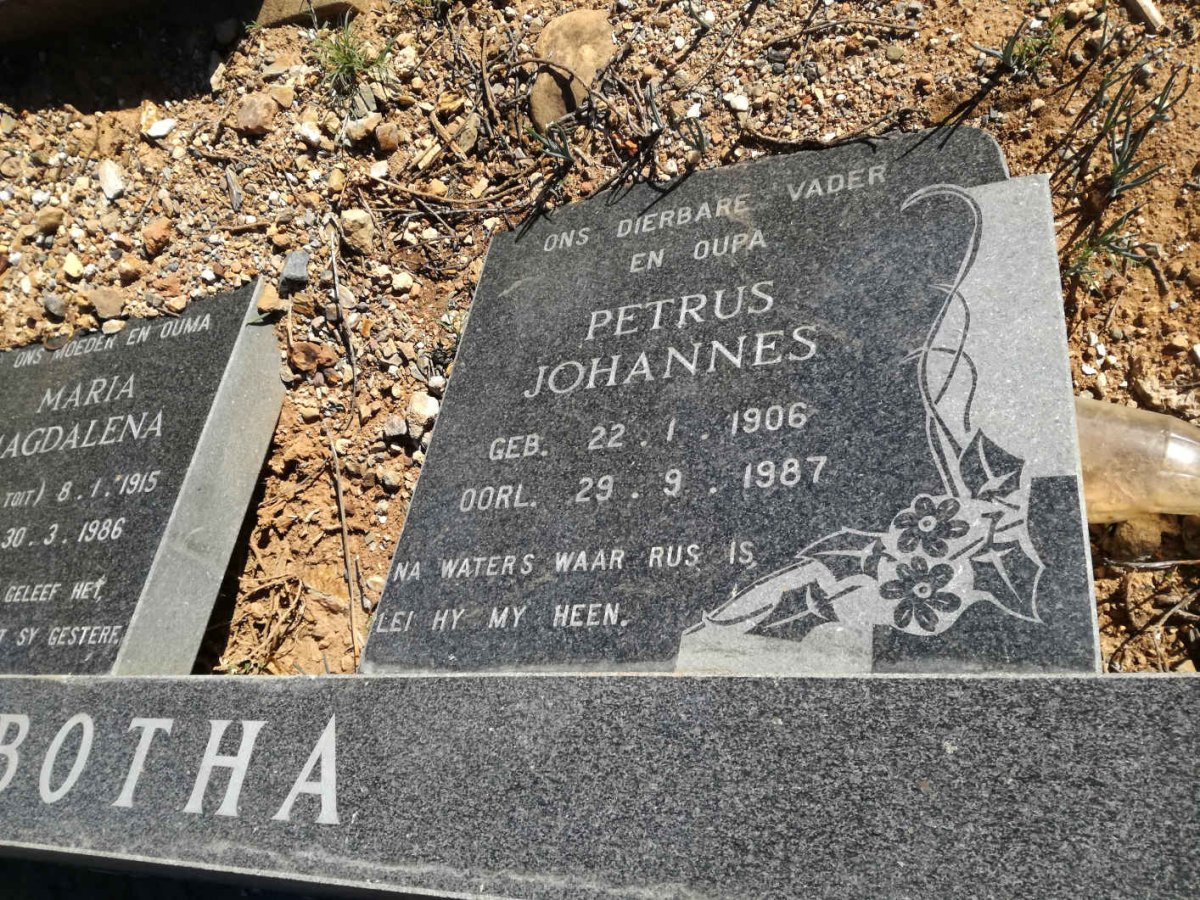 BOTHA Petrus Johannes 1906-1987 &amp; Maria Magdalena DU TOIT 1915-1986