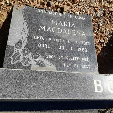 BOTHA Petrus Johannes 1906-1987 &amp; Maria Magdalena DU TOIT 1915-1986