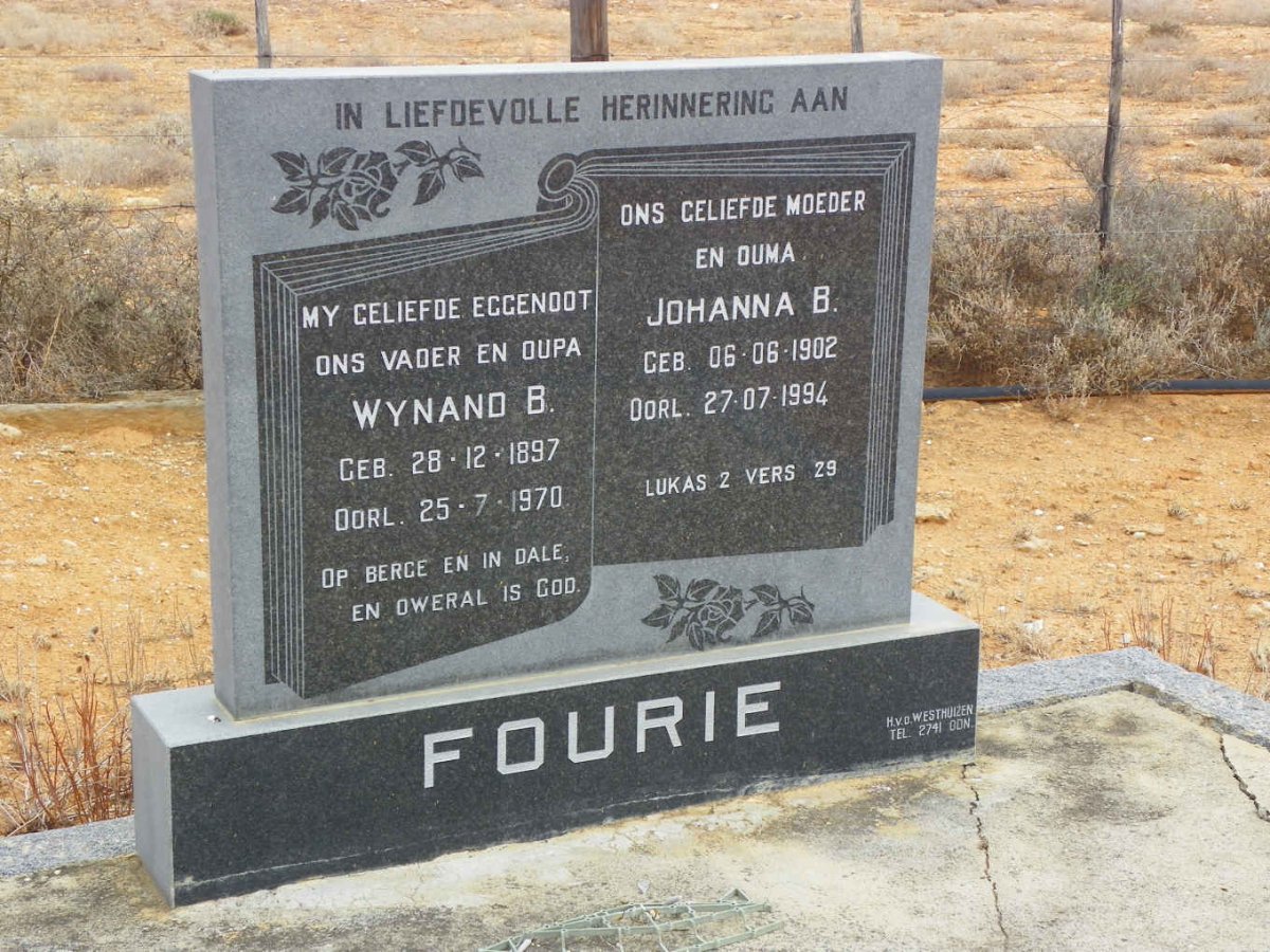 FOURIE Wynand B. 1897-1970 & Johanna B. 1902-1994