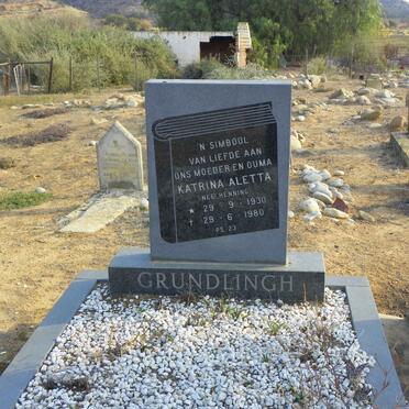 GRUNDLINGH Katrina Aletta nee HENNING 1930-1980