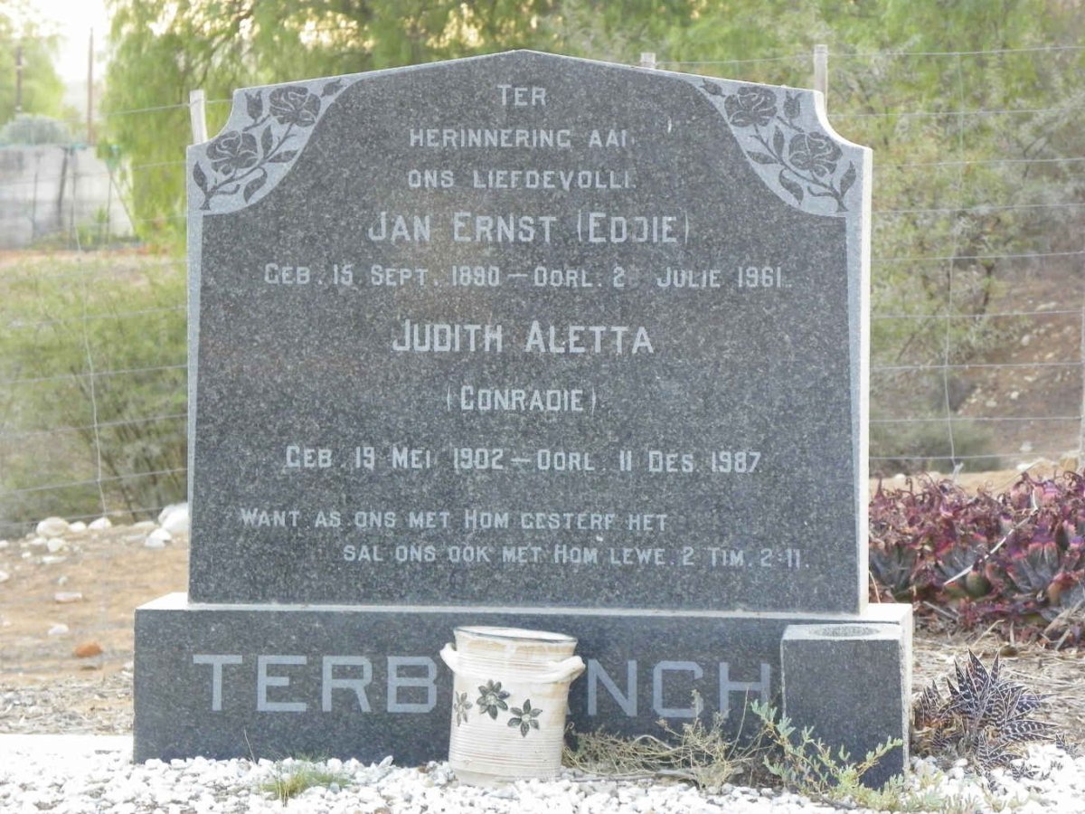TERBLANCHE Jan Ernst 1890-1961 &amp; Judith Aletta CONRADIE 1902-1987