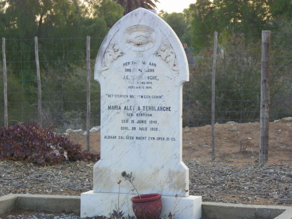 TERBLANCHE J.E. 1849-1899 & Maria Aletta STRYDOM 1848-1938