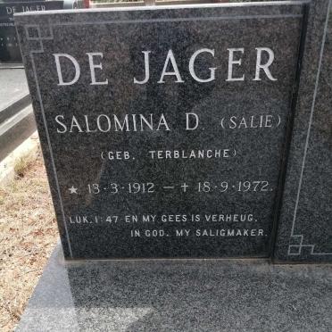 JAGER Salomina D., de nee TERBLANCHE 1912-1972