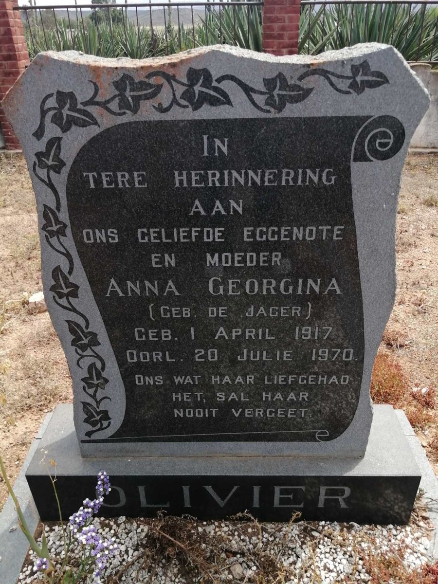 OLIVIER Anna Georgina nee DE JAGER 1917-1970