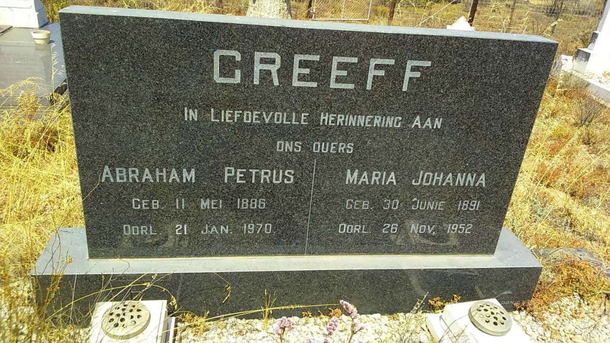 GREEFF Abraham Petrus 1886-1970 &amp; Maria Johanna 1891-1952