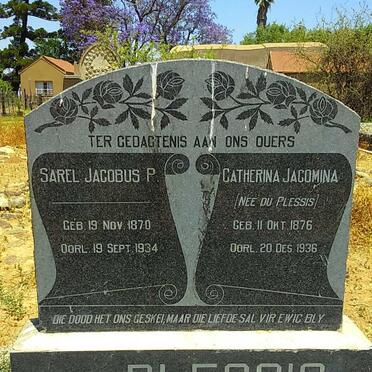 PLESSIS Sarel Jacobus P., du 1870-1934 &amp; Catherina Jacomina DU PLESSIS 1876-1936