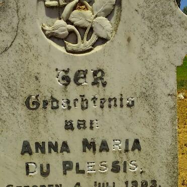 PLESSIS Anna Maria, du 1903-1909