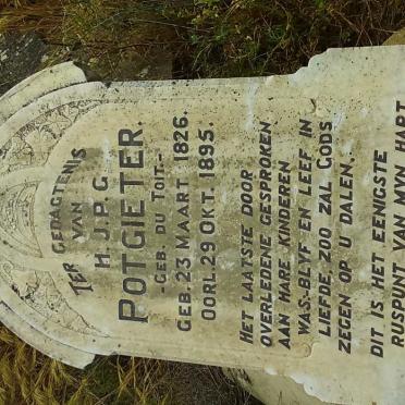 POTGIETER H.J.P.G. nee DU TOIT 1826-1895