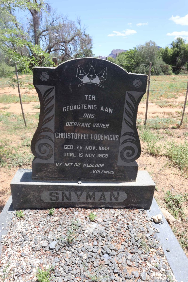 SNYMAN Christoffel Lodewicus 1889-1969
