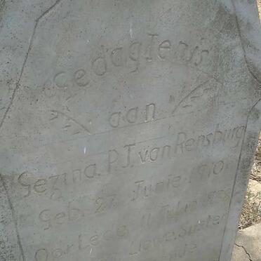 RENSBURG Gezina P., J. van 1910-1938