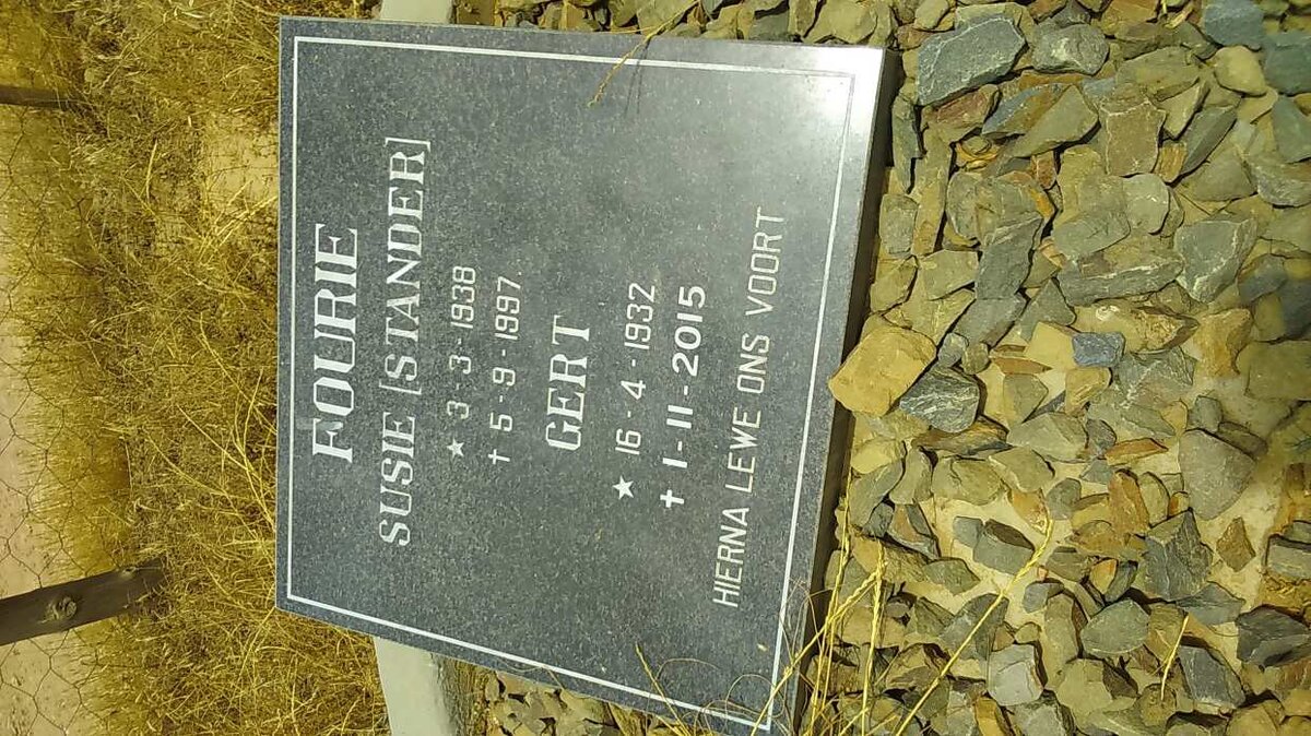 FOURIE Gert 1932-2015 &amp; Susie STANDER 1938-1997