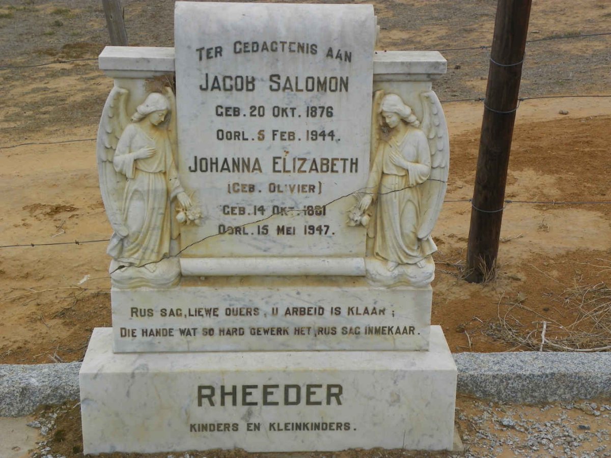 RHEEDER Jacob Salomon 1876-1944 & Johanna Elizabeth OLIVIER 1881-1947