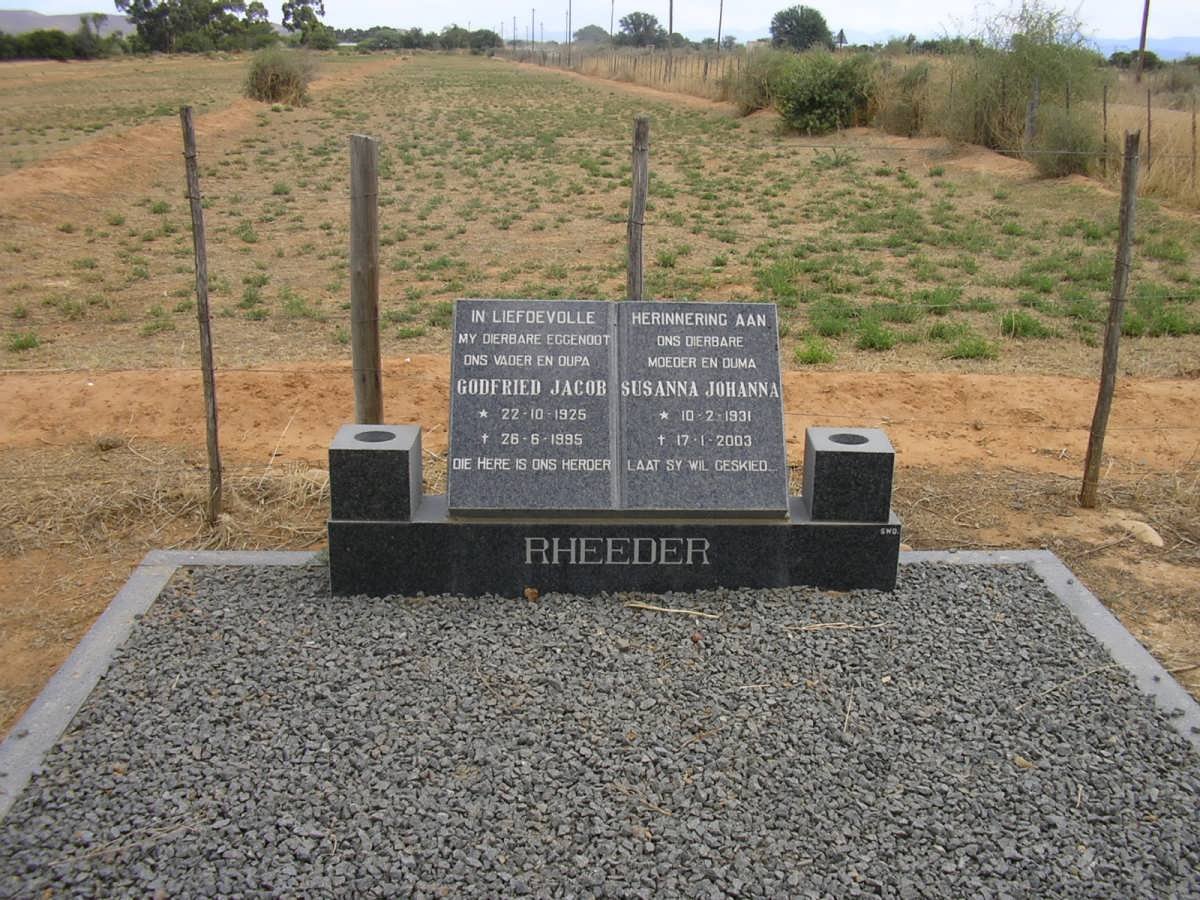 RHEEDER Godfried Jacob 1925-1995 &amp; Susanna Johanna 1931-2003