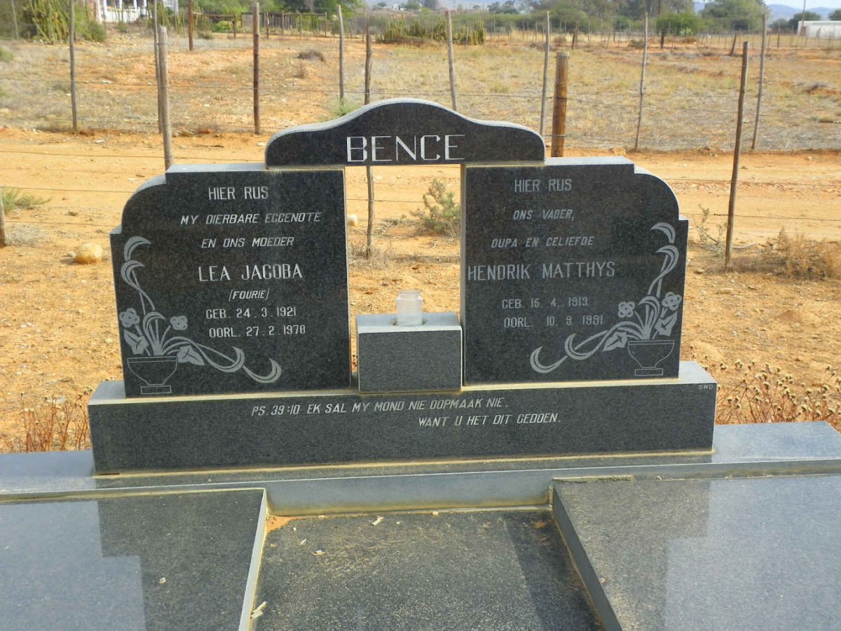 BENCE Hendrik Matthys 1913-1991 & Lea Jacoba FOURIE 1921-1978
