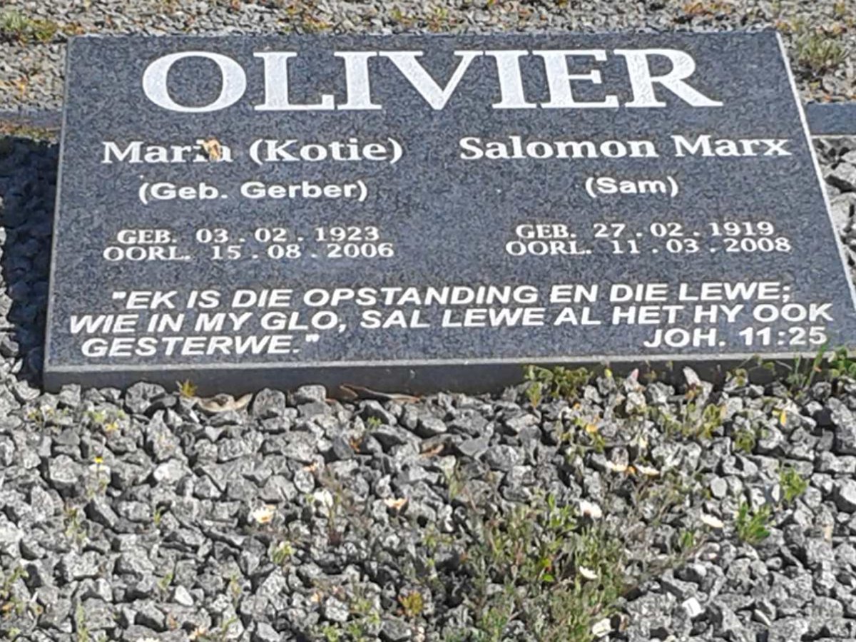 OLIVIER Salomon Marx 1919-2008 & Maria GERBER 1923-2006