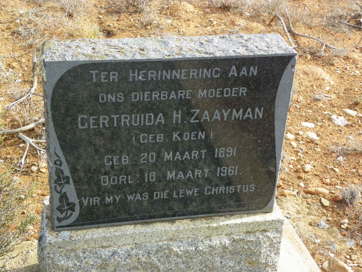 ZAAYMAN Gertruida H. nee KOEN 1891-1961