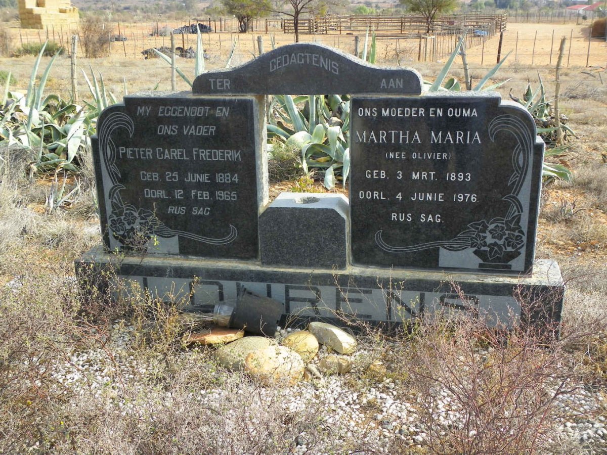 LOURENS Pieter Carel Frederik 1884-1965 &amp; Martha Maria OLIVIER 1893-1976