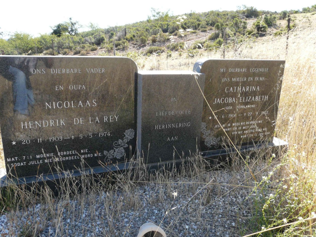 TERBLANCHE Nicolaas Hendrik De La Rey 1903-1974 &amp; Catharina Jacoba Elizabeth TERBLANCHE 190?-1972