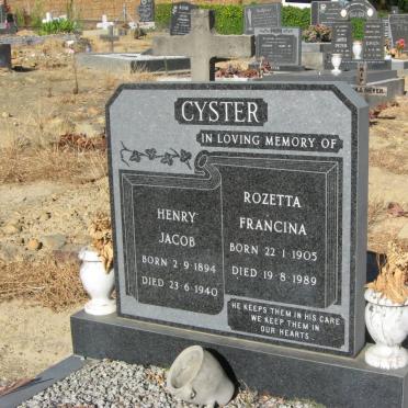 CYSTER Henry Jacob 1894-1940 &amp; Rozetta Francina 1905-1989