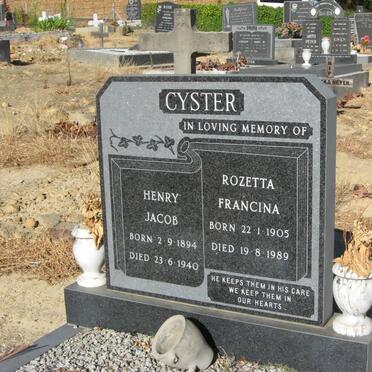 CYSTER Henry Jacob 1894-1940 &amp; Rozetta Francina 1905-1989