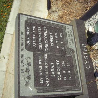 CYSTER Christopher Robert 1922-1997 &amp; Sarah Dorothy 1926-1981
