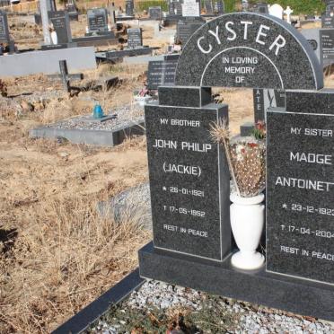 CYSTER John Philip 1921-1952 &amp; Madge Antoinette 1923-2004