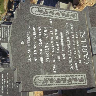 CARELSE Fortuin John 1908-1969 &amp; Isabella Wilhelmina 1912-2003