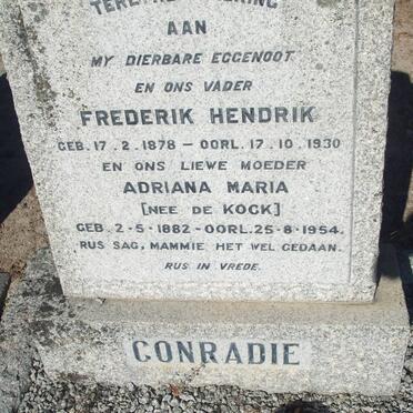 CONRADIE Frederik Hendrik 1878-1930 &amp; Adriana Maria de KOCK 1882-1954