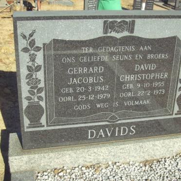 DAVIDS Gerrard Jacobus 1942-1979 &amp; David Christopher 1955-1973