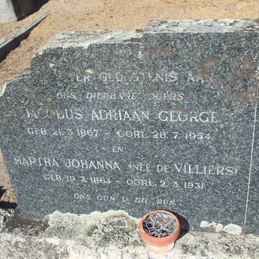 GEORGE Jacobus Adriaan 1867-1954 &amp; Martha Johanna de VILLIERS 1864-1931