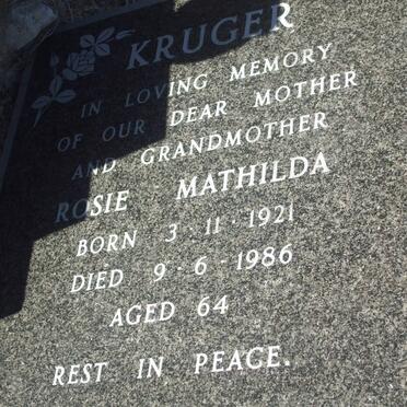 KRUGER Rosie Mathilda 1921-1986
