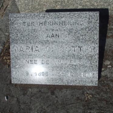 LOTTER Maria C. nee de VILLIERS 1896-1985