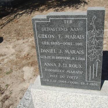 MARIAS Daniel J. 1868-1914  &amp; Anna J. le ROUX voorheen MARAIS nee du TOIT 1865-1926 :: MARAIS Gideon F. 1895-1911