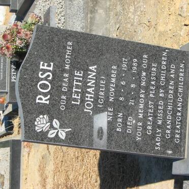 ROSE Lettie Johanna nee NOVEMBER 1917-1989