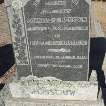 ROSSOUW Cornelius J. 1876-1930 &amp; Maatje H.J. SMIT 1880-1948