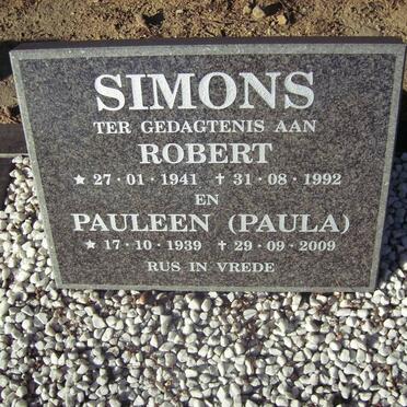 SIMONS Robert 1941-1992 &amp; Pauleen 1939-2009