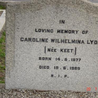LYON Carolina Wilhelmina nee KEET 1877-1969