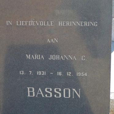 BASSON Maria Johanna C.1931-1954