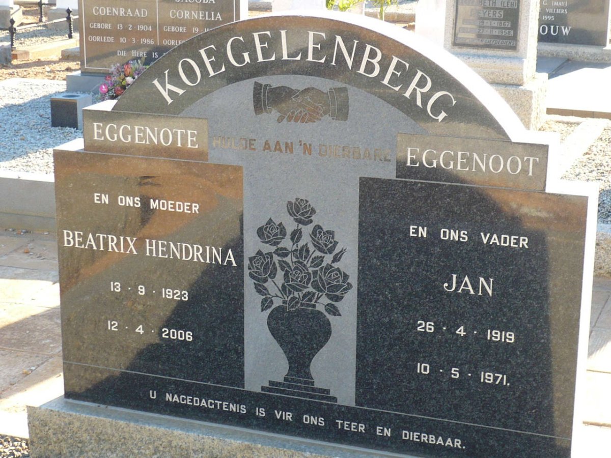KOEGELENBERG Jan 1919-1971 &amp; Beatrix Hendrina 1923-2006