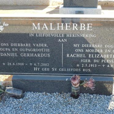 MALHERBE Daniel Gerhardus 1908-2002 &amp; Rachel Elizabeth DU PLESSIS 1913-1997