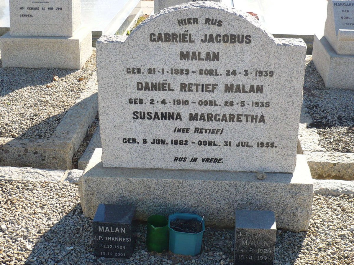 MALAN Gabriël Jacobus 1869-1939 &amp; Susanna Margaretha RETIEF 1882-1955