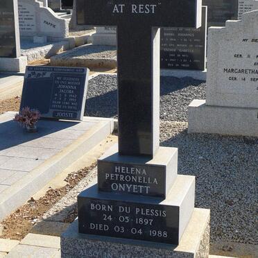 ONYETT Helena Petronella nee DU PLESSIS 1897-1988