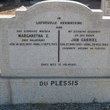 PLESSIS Jan Gabriel, du 1855-1943 &amp; Margaretha E. MALHERBE