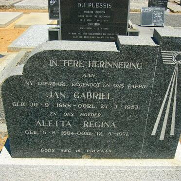 PLESSIS Jan Gabriel, du 1888-1953 &amp; Aletta Regina 1884-1971