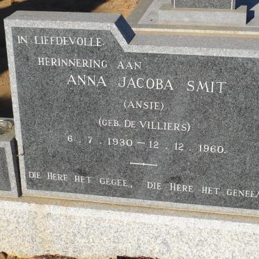 SMIT Anna Jacoba nee DE VILLIERS 1930-1960