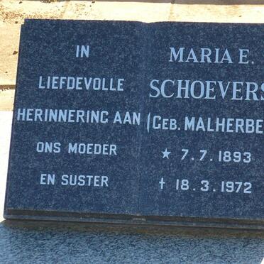SCHOEVERS Maria E. nee MALHERBE 1893-1972