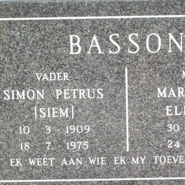 BASSON Simon Petrus 1909-1975 &amp; Margaretha Elizabeth 1917-1999